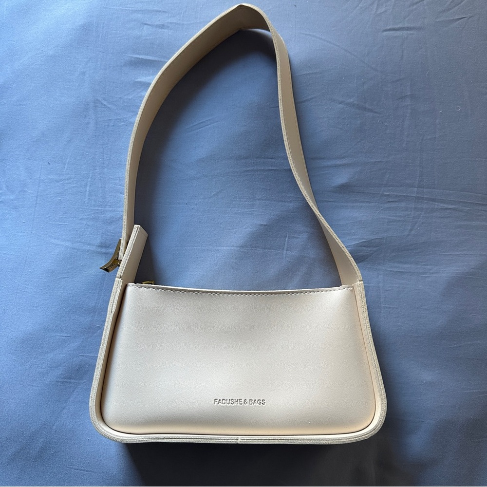 Cream Beige Rectangular Purse Bag Handbag M Medium